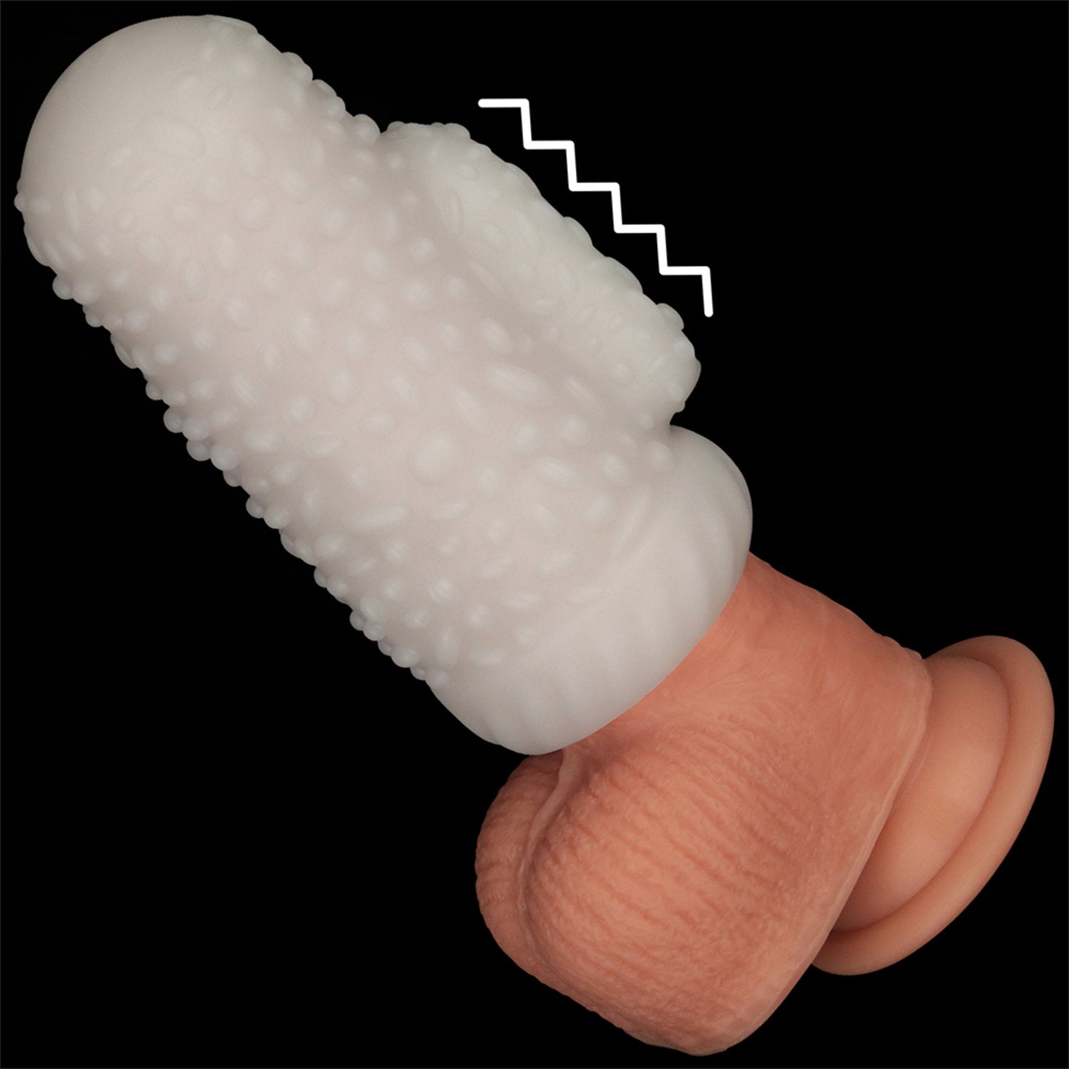 10: LoveToy - Knights Ring - Vibrierendes Doppel-Penis-Sleeve - Drip - Weiß