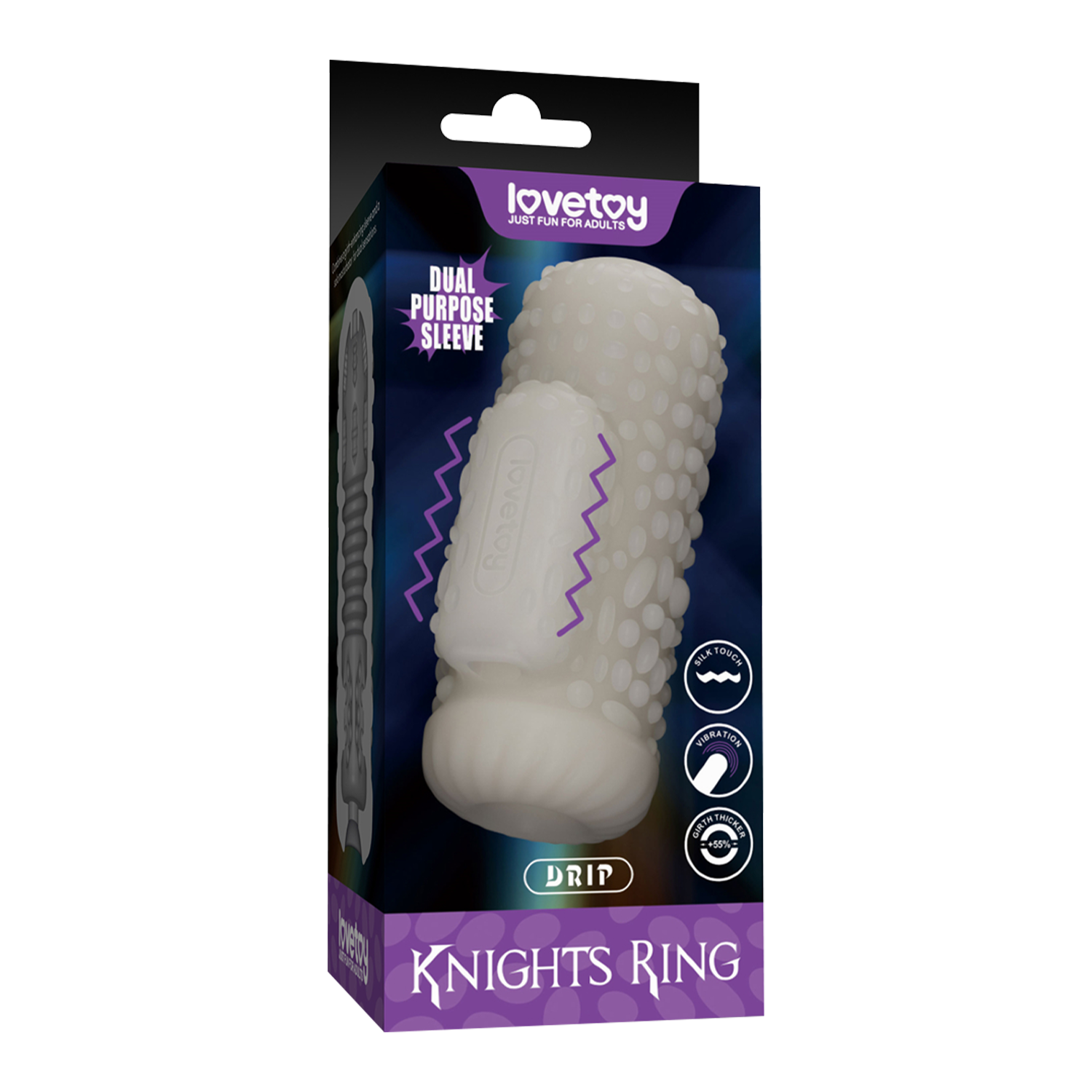 2: LoveToy - Knights Ring - Vibrierendes Doppel-Penis-Sleeve - Drip - Weiß