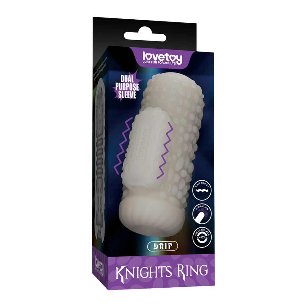 2: LoveToy - Knights Ring - Vibrierendes Doppel-Penis-Sleeve - Drip - Weiß