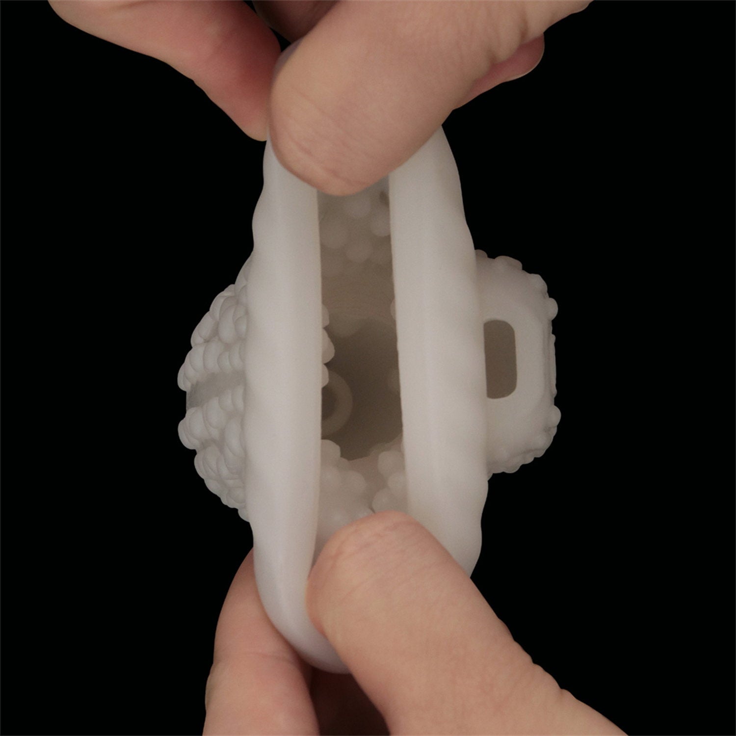 12: LoveToy - Knights Ring - Vibrierendes Doppel-Penis-Sleeve - Drip - Weiß