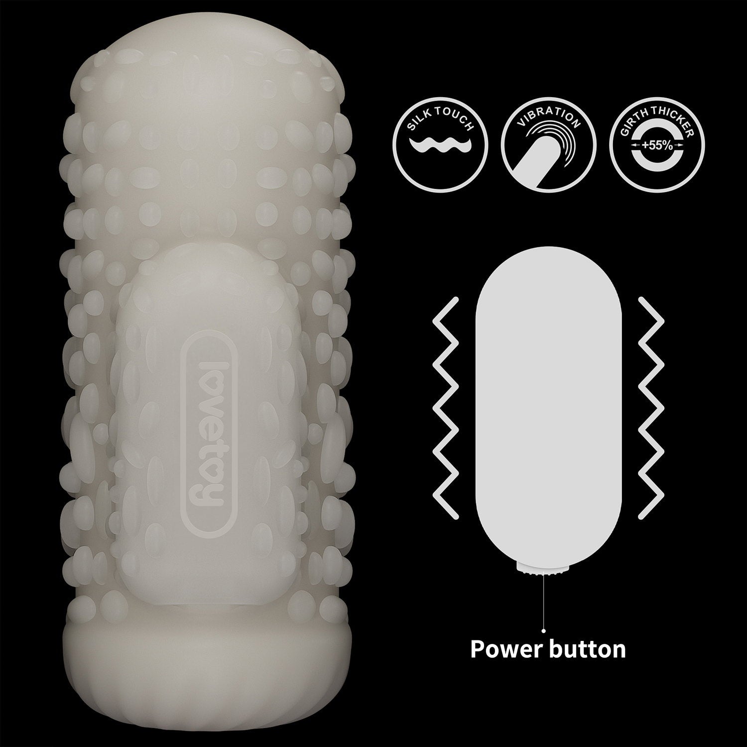 14: LoveToy - Knights Ring - Vibrierendes Doppel-Penis-Sleeve - Drip - Weiß