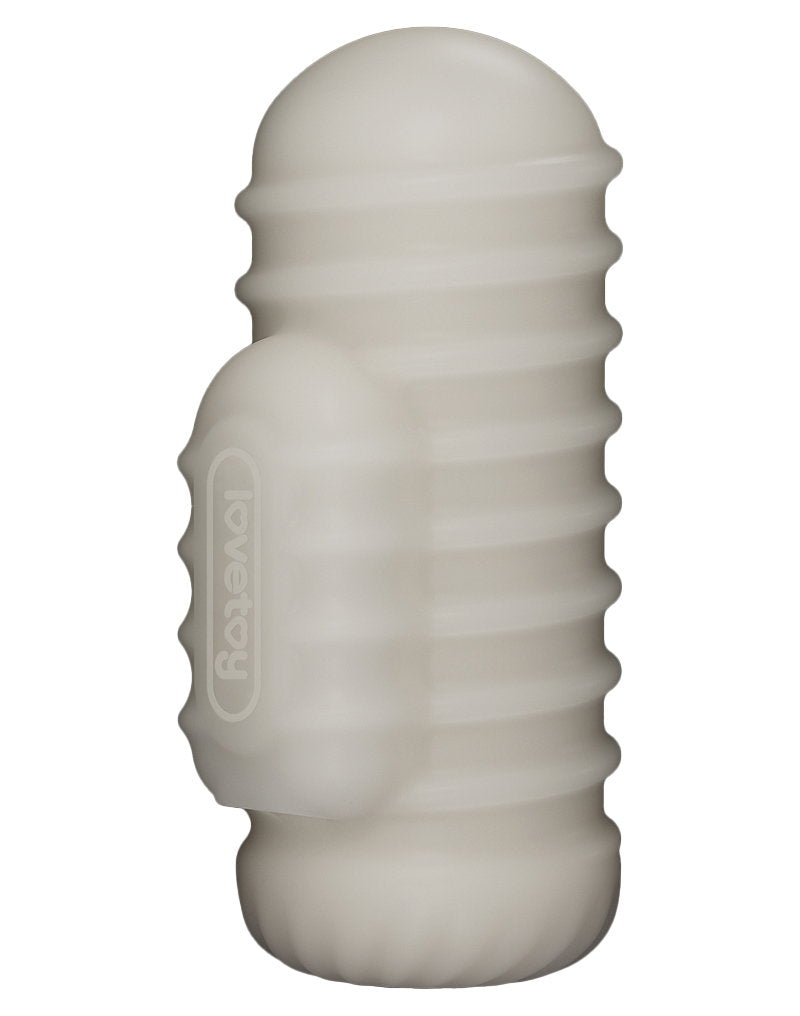 LoveToy - Knights Ring - Vibrierendes Doppel-Penis-Sleeve - Gewellt - Weiß