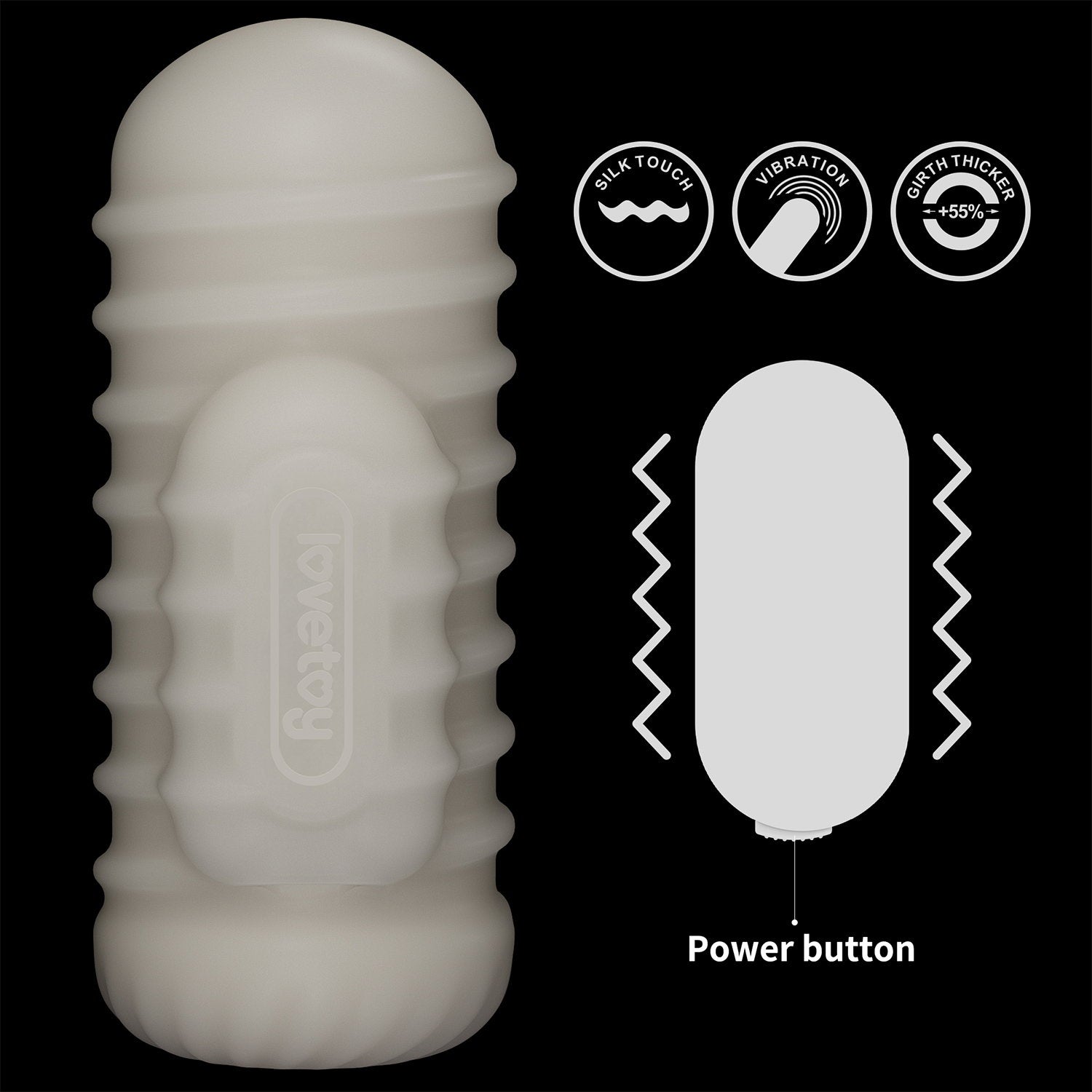 LoveToy - Knights Ring - Vibrierendes Doppel-Penis-Sleeve - Gewellt - Weiß
