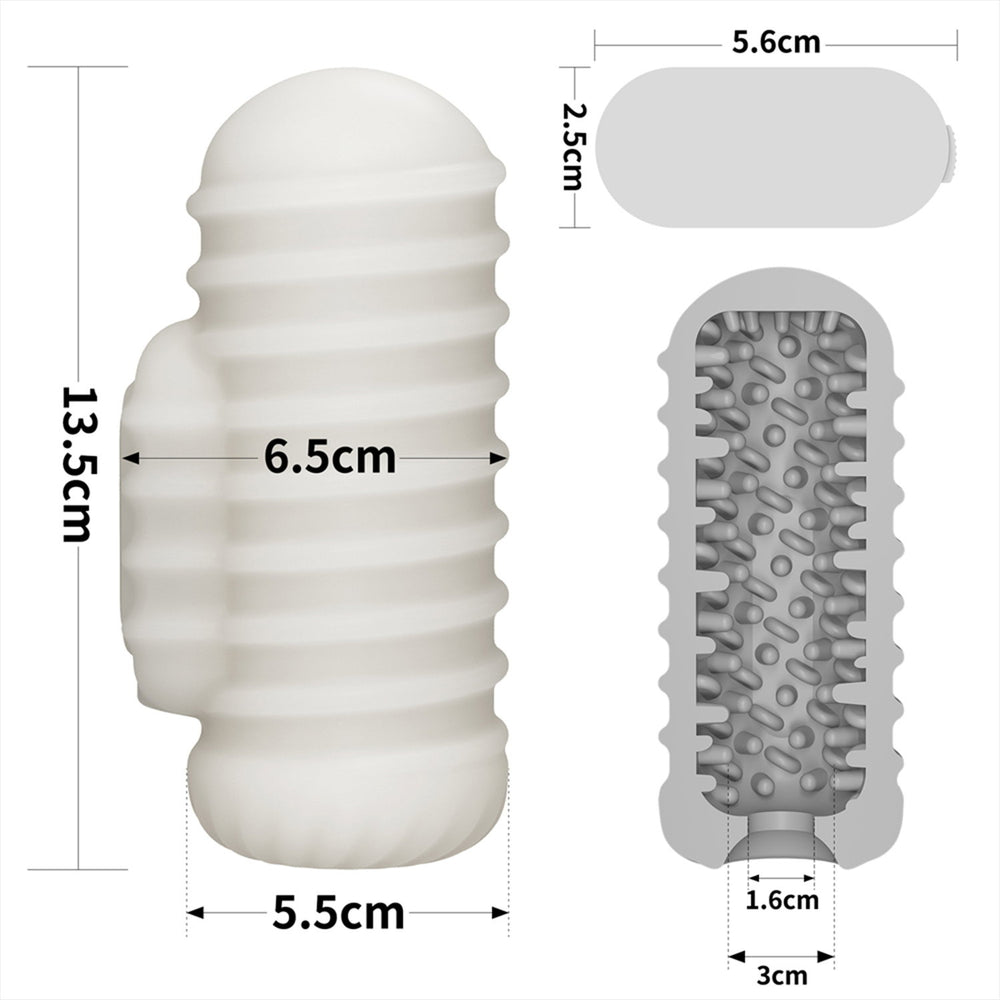 15: LoveToy - Knights Ring - Vibrierendes Doppel-Penis-Sleeve - Gewellt - Weiß