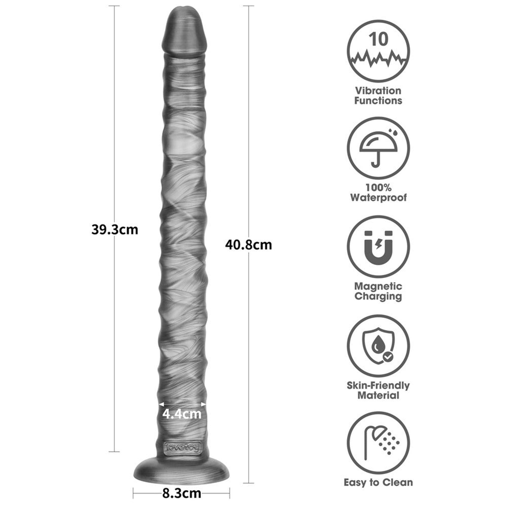 LoveToy - King Size vibrierender Vibrax Slider 40,5 cm - Silber