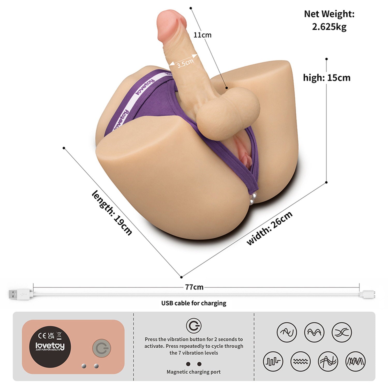 LoveToy – Streetgirls Dual Motor Sensation Pulse mit Dildo – Nude