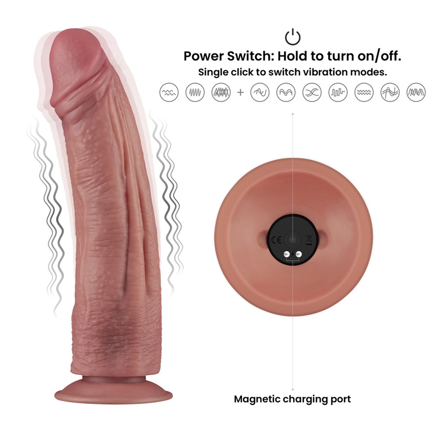 LoveToy - Power Cock 26,5 cm - Vibrating Dual Density - Nude