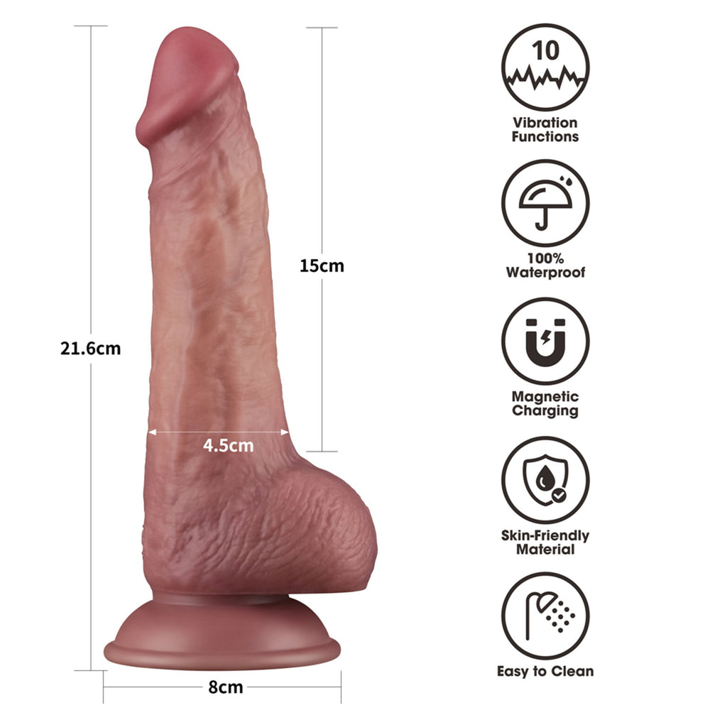 10: LoveToy - Power Cock 21,5 cm - Vibrating Dual Density - Nude