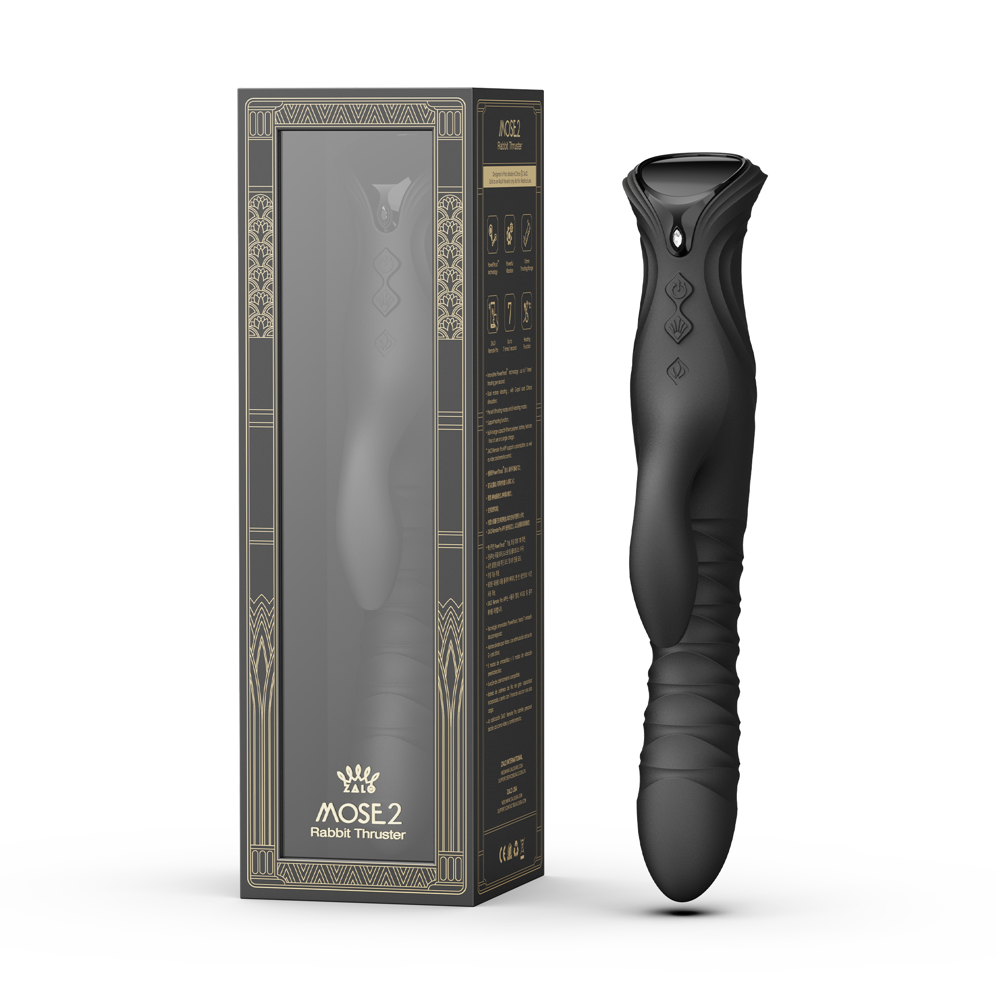ZALO MOSE 2 – Rabbit-Vibrator mit Stoßfunktion – Schwarz