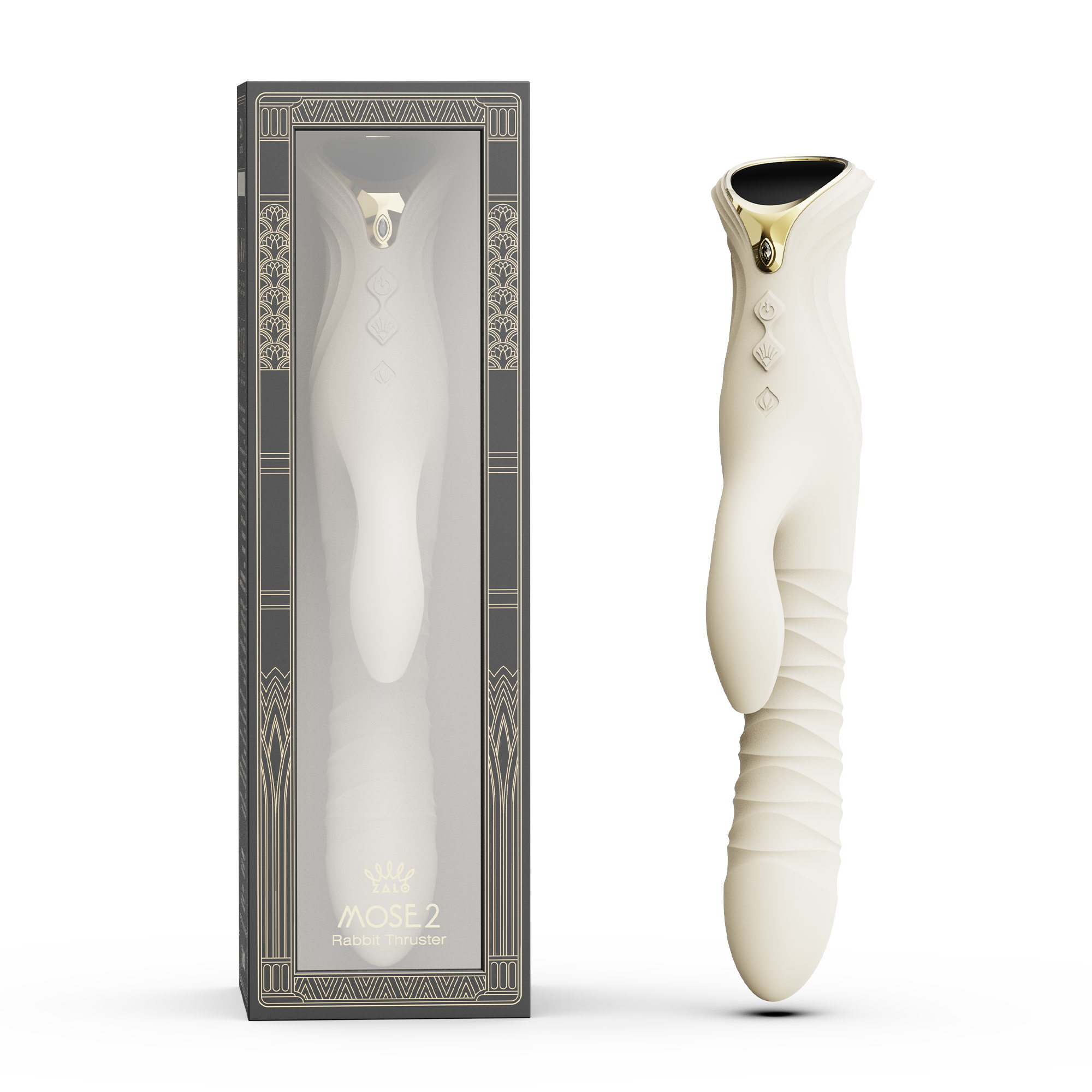 ZALO MOSE 2 – Rabbit-Vibrator mit Stoßfunktion – Elfenbeinweiß