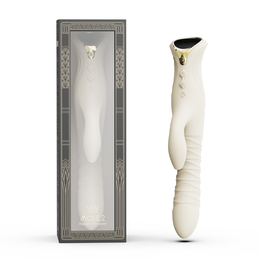 ZALO MOSE 2 – Rabbit-Vibrator mit Stoßfunktion – Elfenbeinweiß