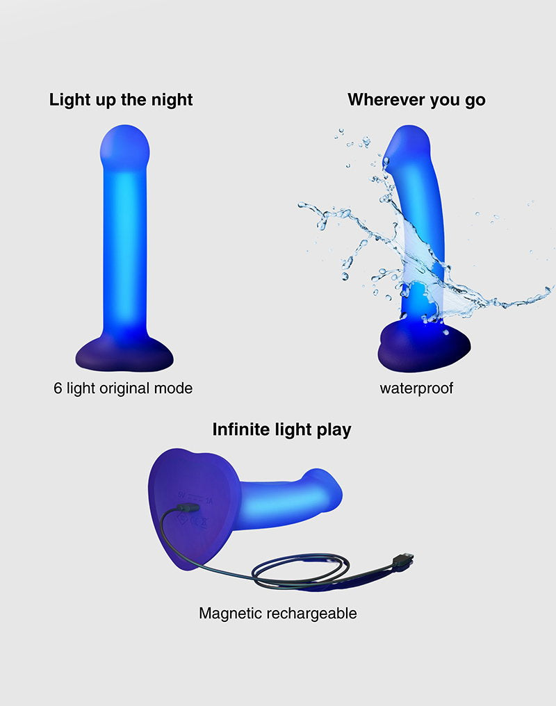 5: Strap-On-Me – Glow LED Dildo – Größe M – Lila