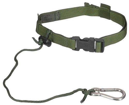Brit. Fangriemen, oliv, mit Karabiner, IRR, gebr.