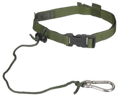 Brit. Fangriemen, oliv, mit Karabiner, IRR, gebr.