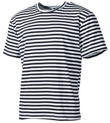 Russ. Marine T-Shirt, weiß-blau, halbarm