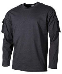 US Shirt, langarm, schwarz, mit Ärmeltaschen