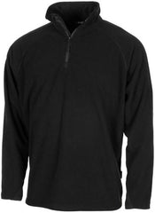 Shirt, "Troyer", Microfleece, langarm, schwarz, 200 g/m²