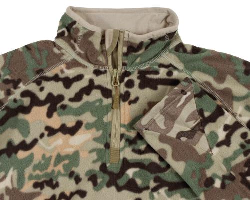 Shirt, "Troyer", Microfleece, langarm, op.-camo, 200 g/m²