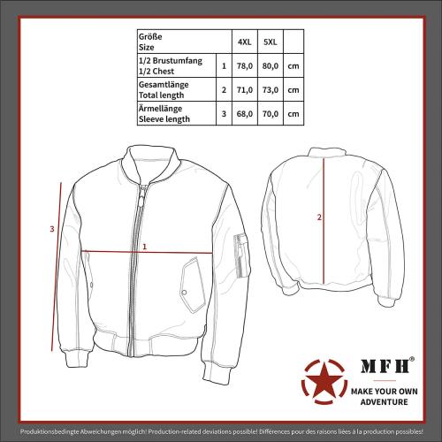 US Pilotenjacke MA1, schwarz, große Größen