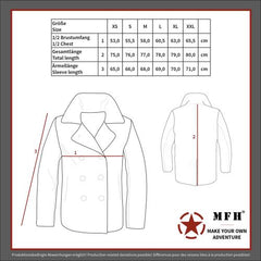 US Pea Coat, schwarz, mit schwarzen Knöpfen