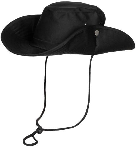Buschhut, schwarz, mit Kinnband, zum Hochstellen