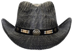 Strohhut, "Texas", mit Hutband, schwarz-braun