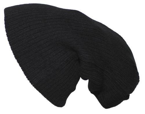 Strickmütze, "Beanie", Rip, schwarz, extra lang