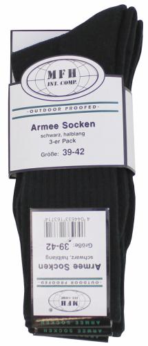Army Socken, schwarz, halblang, 3er Pack