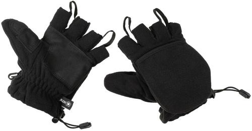 Fleece-Faust-Fingerhandschuhe, schwarz, mit Ausziehschlaufen