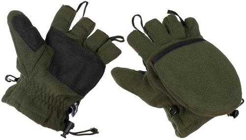 Fleece-Faust-Fingerhandschuhe, oliv, mit Ausziehschlaufen