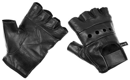 Lederhandschuhe, ohne Finger, "Deluxe", schwarz