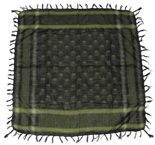 Halstuch, "Shemagh", oliv-schwarz, mit Totenkopf