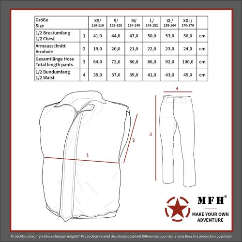 Kinder-Anzug, Weste und Hose, flecktarn,Hosenbeine abnehmbar
