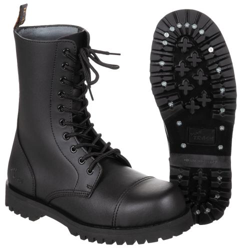 Stiefel, 10-Loch,"Pure Trash", schwarz, Stahlkappe, Schrauben
