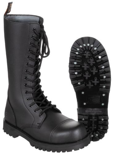 Stiefel, 14-Loch,"Pure Trash", schwarz, Stahlkappe, Schrauben