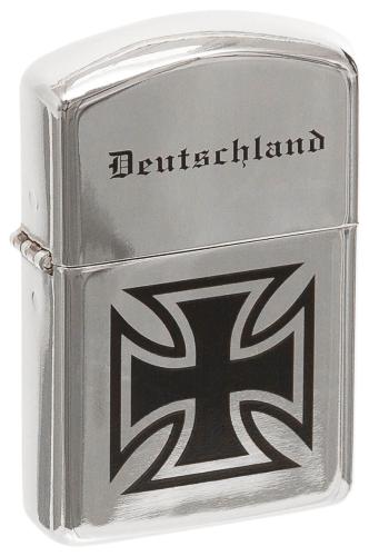 Benzin-Sturmfeuerzeug, chrom poliert, "Deutschland", unbef.