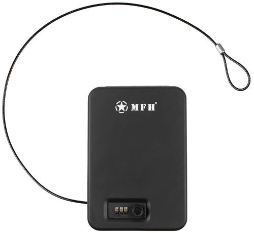 Sicherheitskassette, schwarz, Metall, mit Zahlenschloss