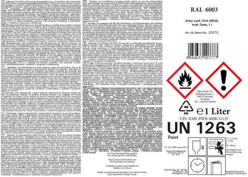 Army Lack, NVA GRÜN, matt, Dose, 1 l