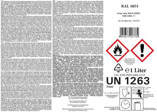 Army Lack, WALD GRÜN, matt, Dose, 1 l
