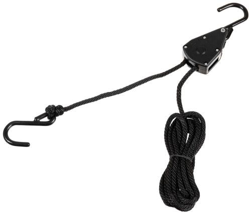 Spannseil, 4 mm, 2 Meter, mit Ratschensicherung, schwarz