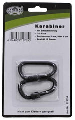 Karabiner, Schraubverschluss, D 6mm x 6cm, 2er Pack,schwarz