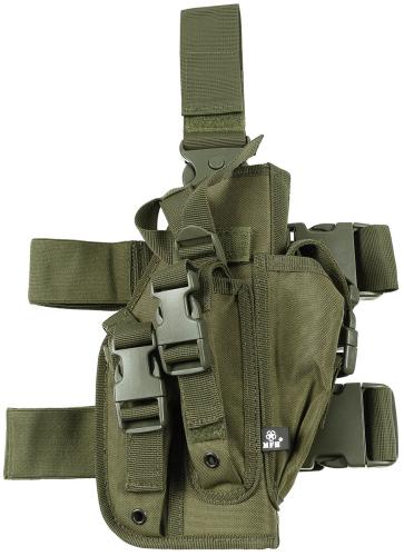 Pistolenbeinholster, oliv, rechts