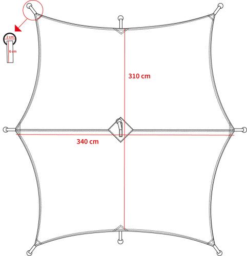 Plane, "Hexagon-Tarp", oliv, ca. 340 x 310 cm