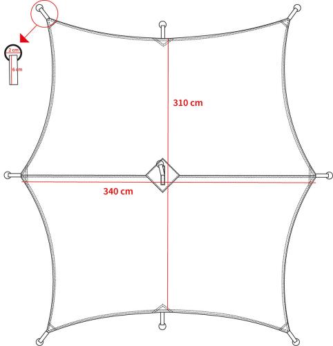 Plane, "Hexagon-Tarp", M 95 CZ tarn, ca. 340 x 310 cm