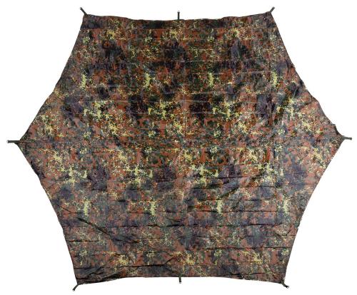 Plane, "Hexagon-Tarp", flecktarn, ca. 340 x 310 cm