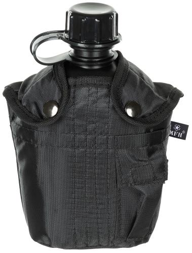 US Plastikfeldflasche, 1 l, Hülle, schwarz