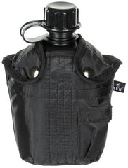 US Plastikfeldflasche, 1 l, Hülle, schwarz