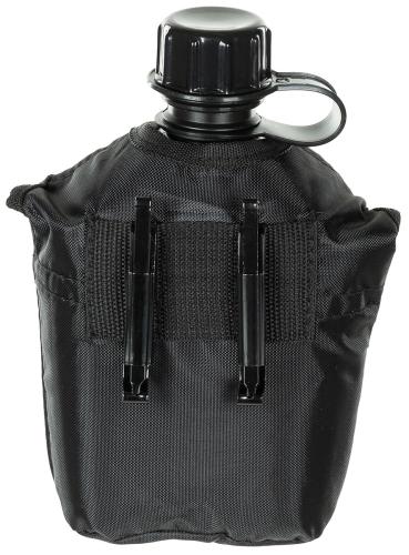 US Plastikfeldflasche, 1 l, Hülle, schwarz