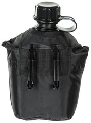 US Plastikfeldflasche, 1 l, Hülle, schwarz
