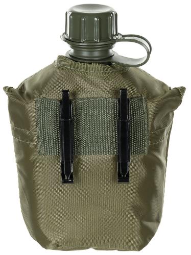 US Plastikfeldflasche, 1 l, Hülle, oliv